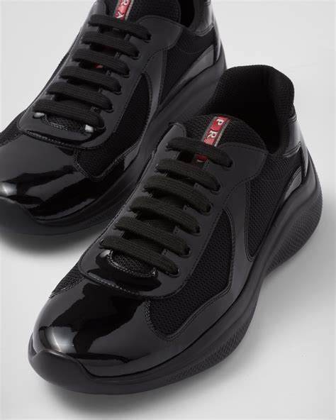 black prada cup sneakers|navy blue Prada sneakers.